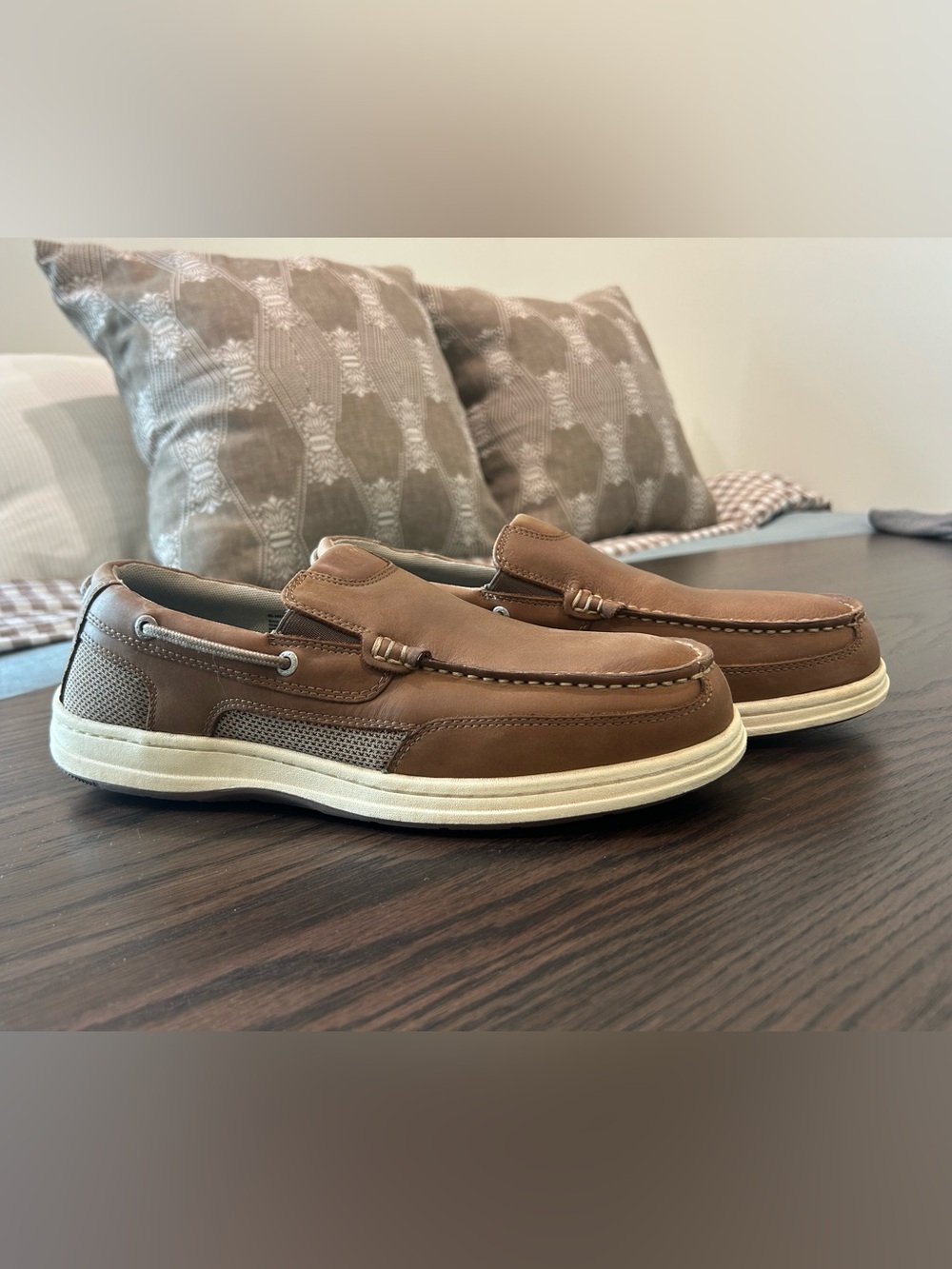 Dockers Brown Slip-On Casual Boat Shoes with White Sole